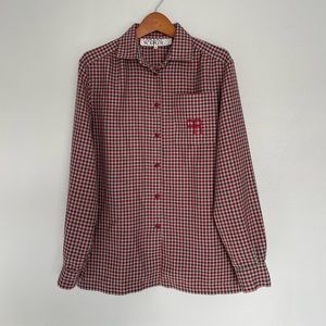 CAROLINE ROHMER Rue De La Paix Paris Vintage Checkered Wool Blend Button Down